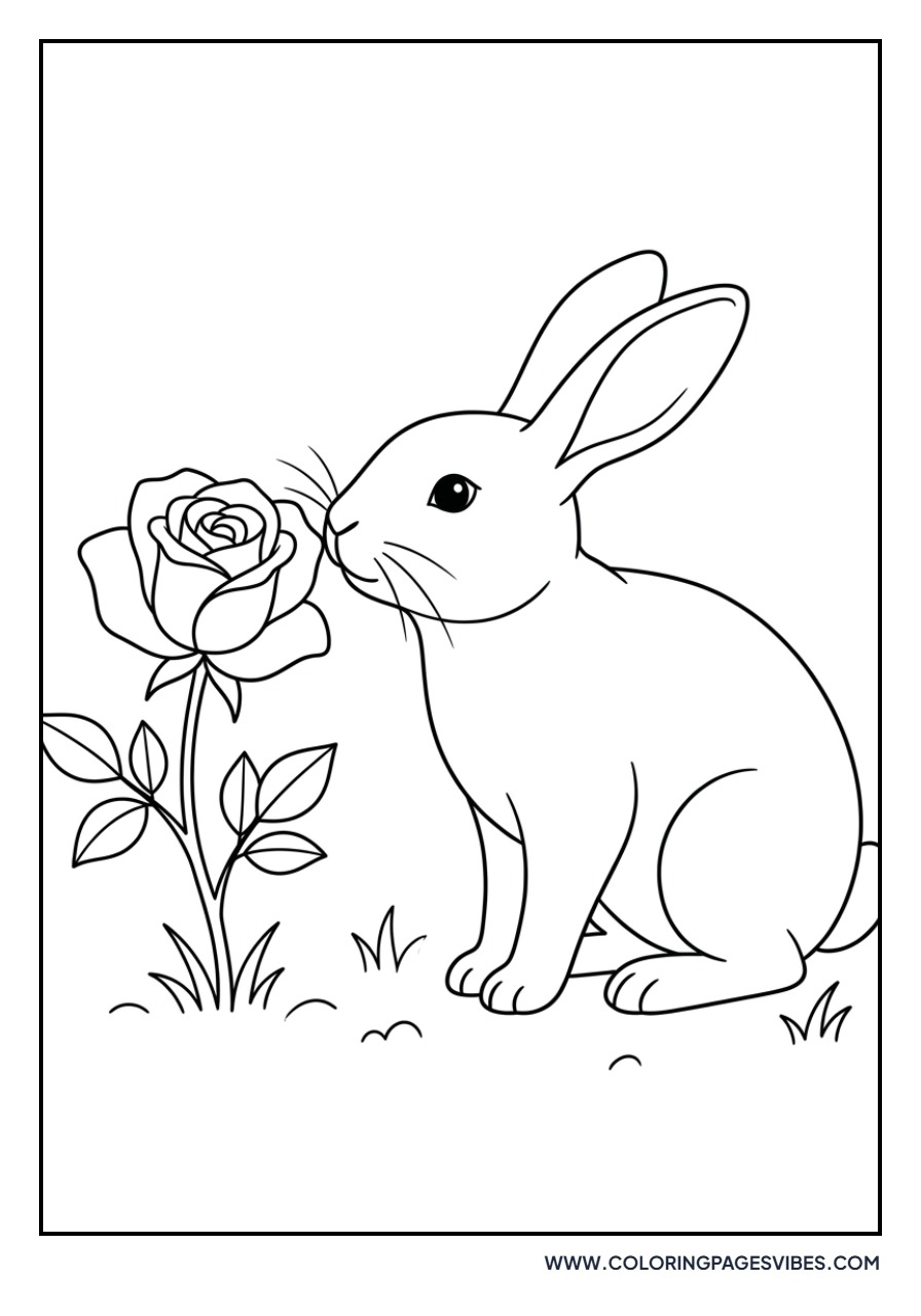 Rabbit Smelling a Rose