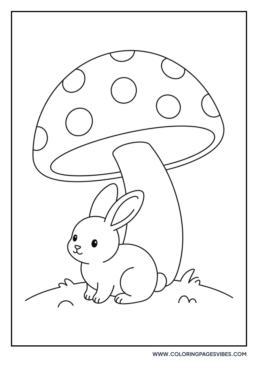 Rabbit Under a Mushroom
