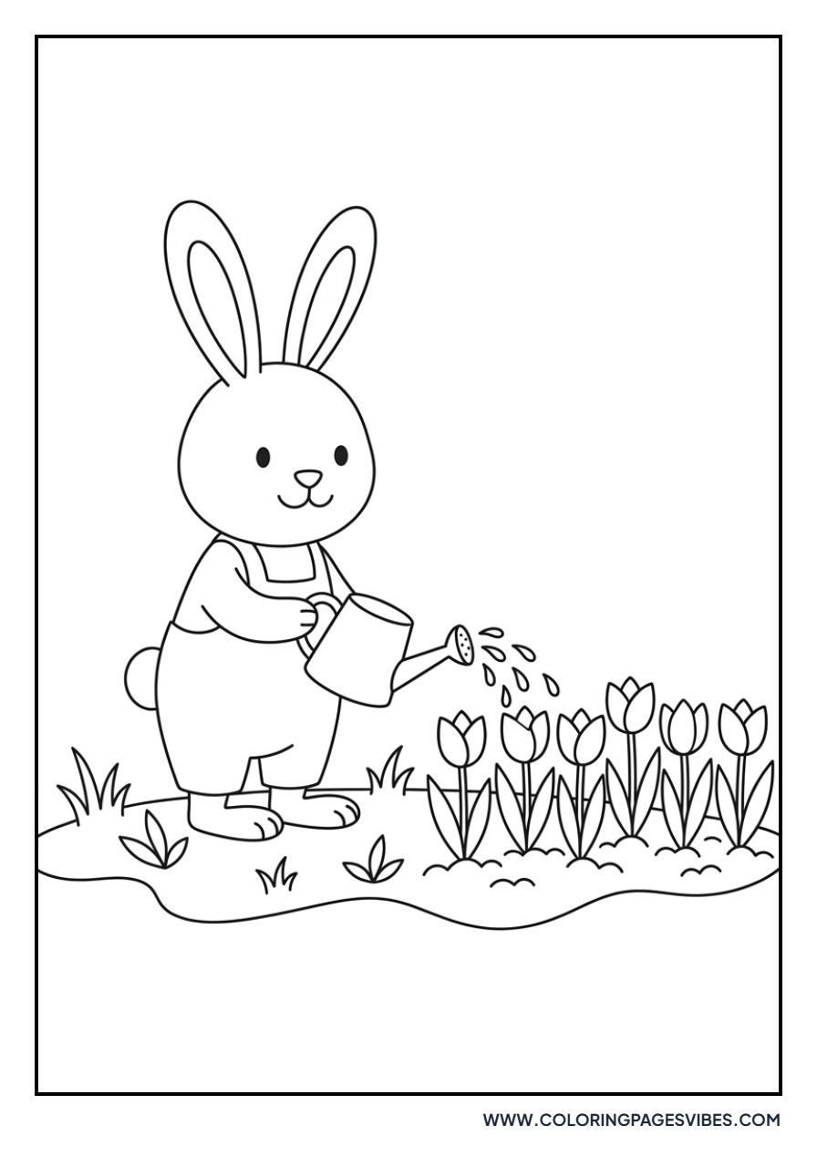 Rabbit Watering Flowers
