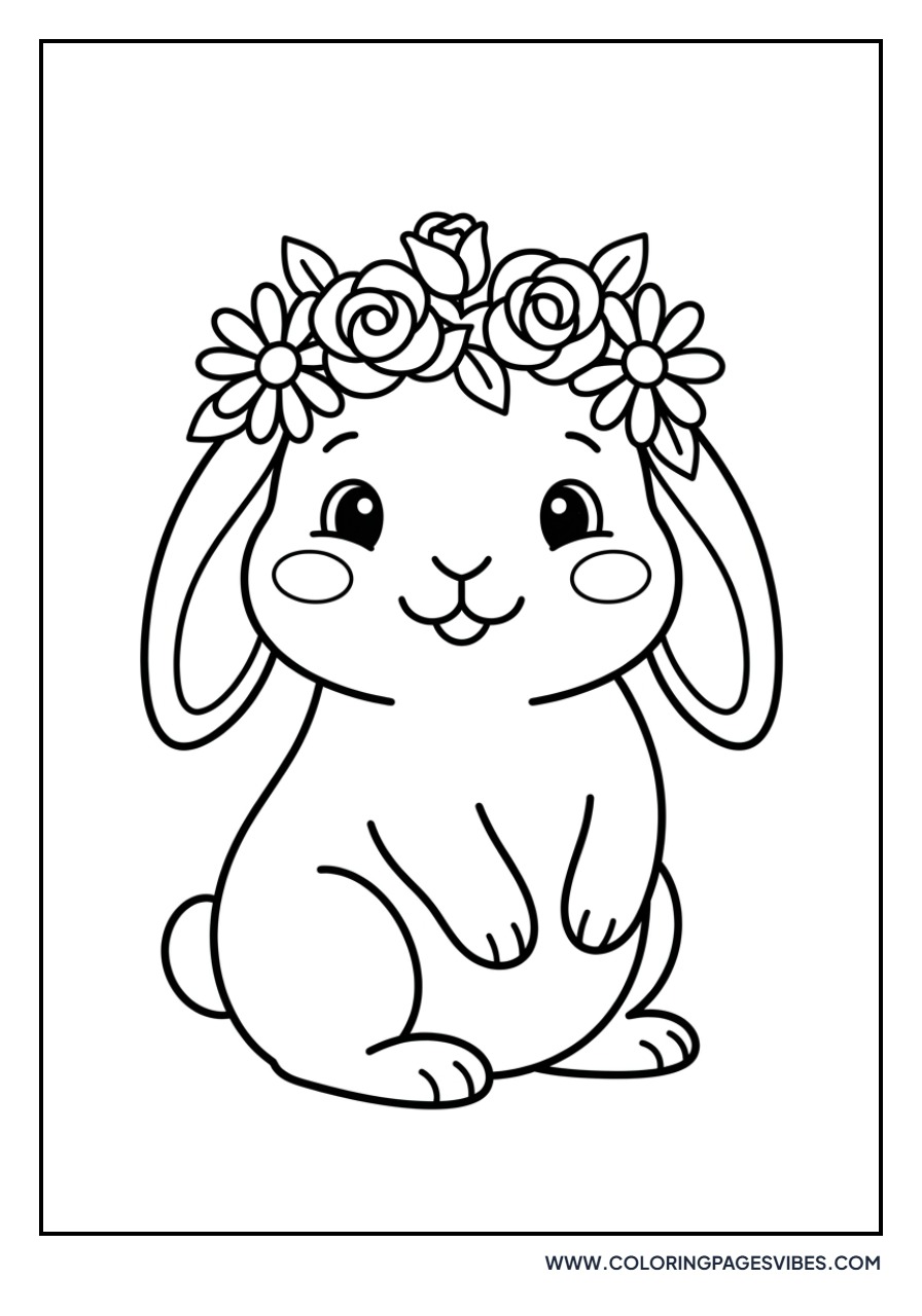 Rabbit Wearing a Flower Crown