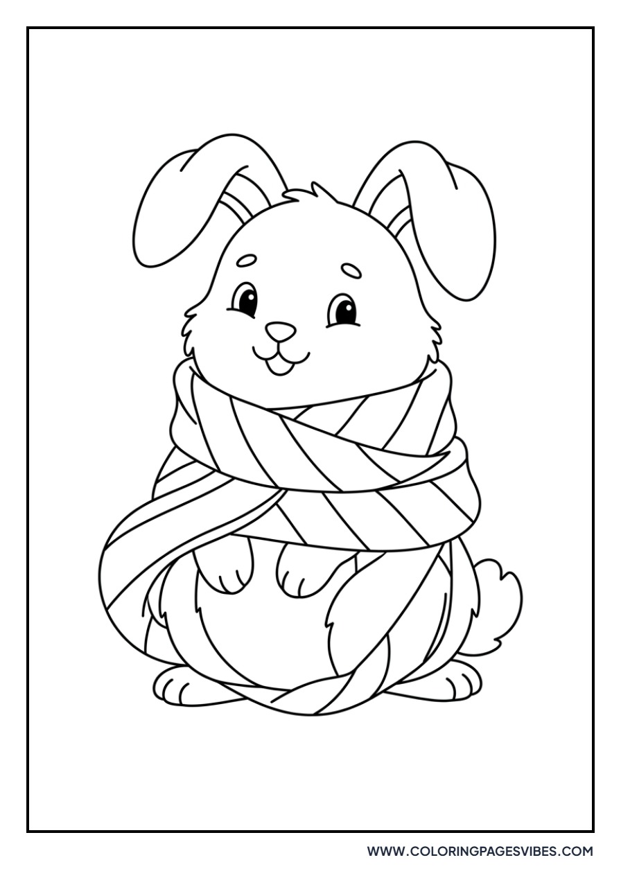 Rabbit Wearing a Winter Scarf