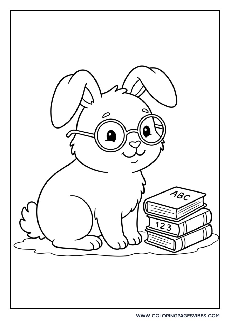 Rabbit with a Pile of Books
