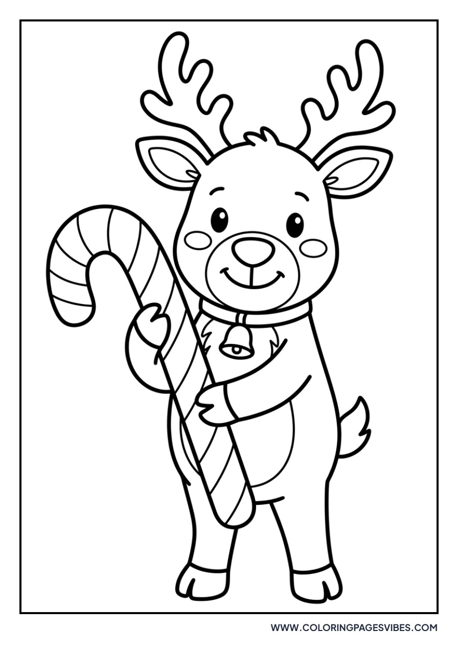 Reindeer Holding a Candy Cane