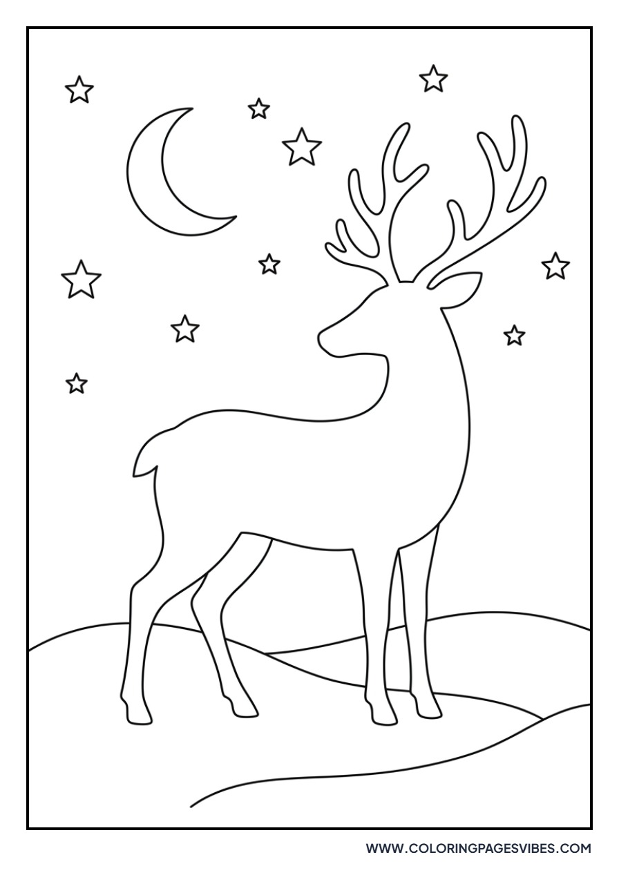 Reindeer in a Starry Night