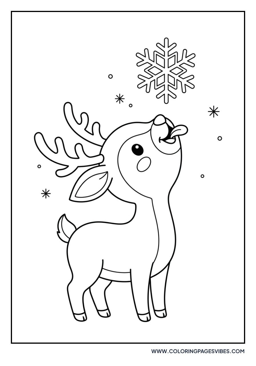 Reindeer Licking a Snowflake