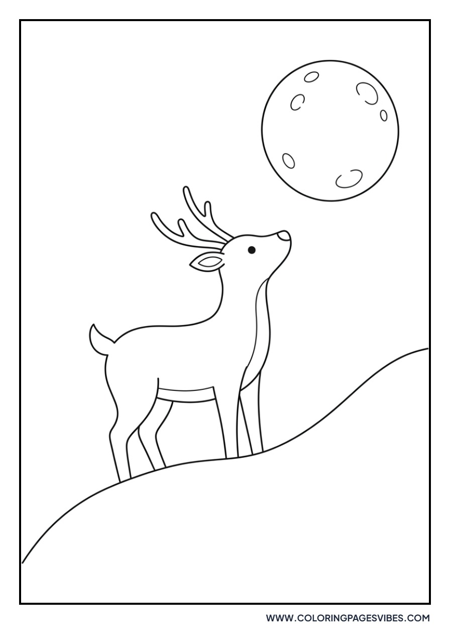 Reindeer Looking at Moon