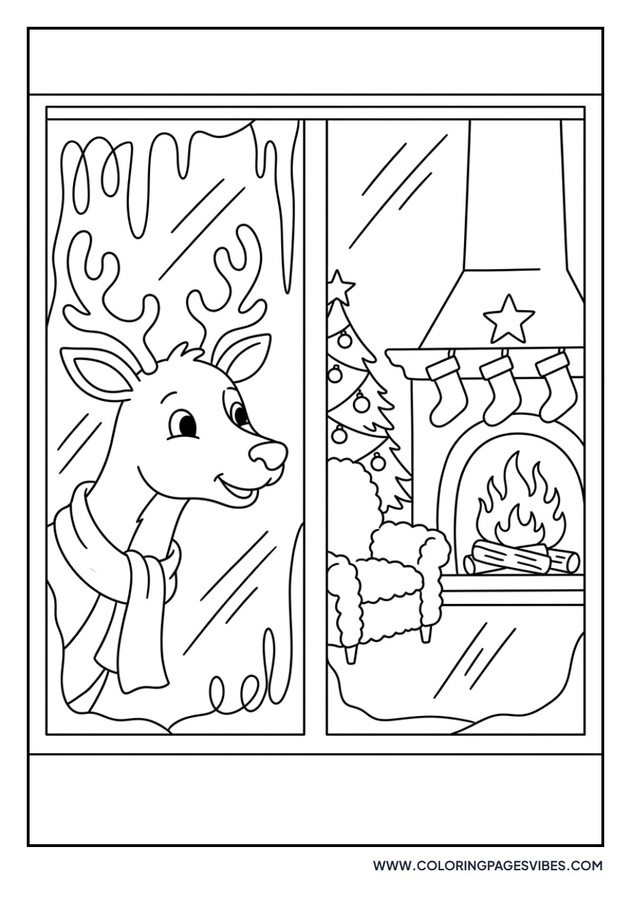 Reindeer Looking through Window