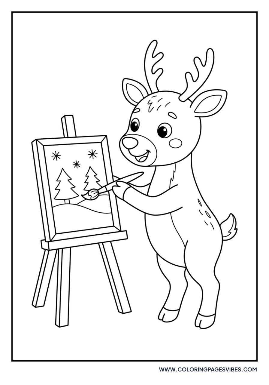 Reindeer Painting a Picture