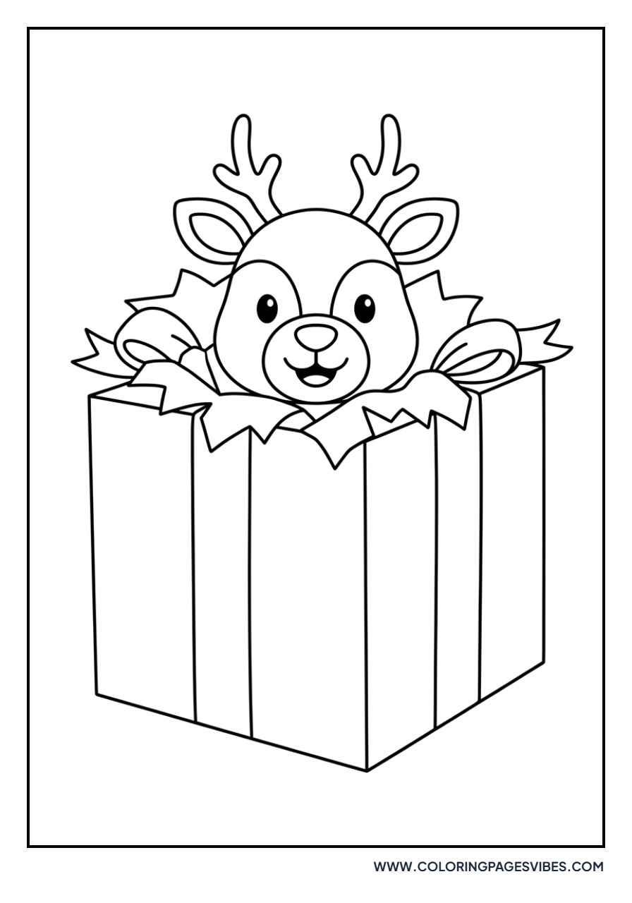 Reindeer Peeking from Gift