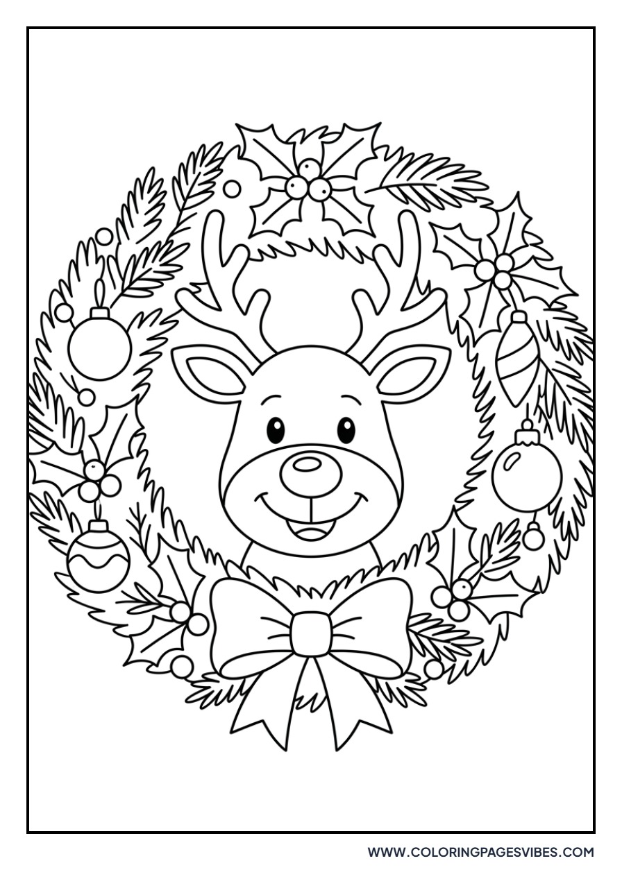 Reindeer Peeking through Wreath