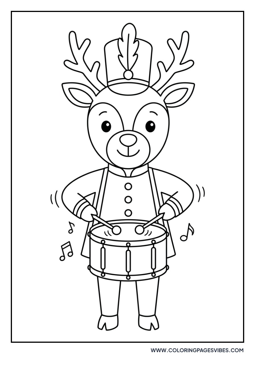 Reindeer Playing a Drum