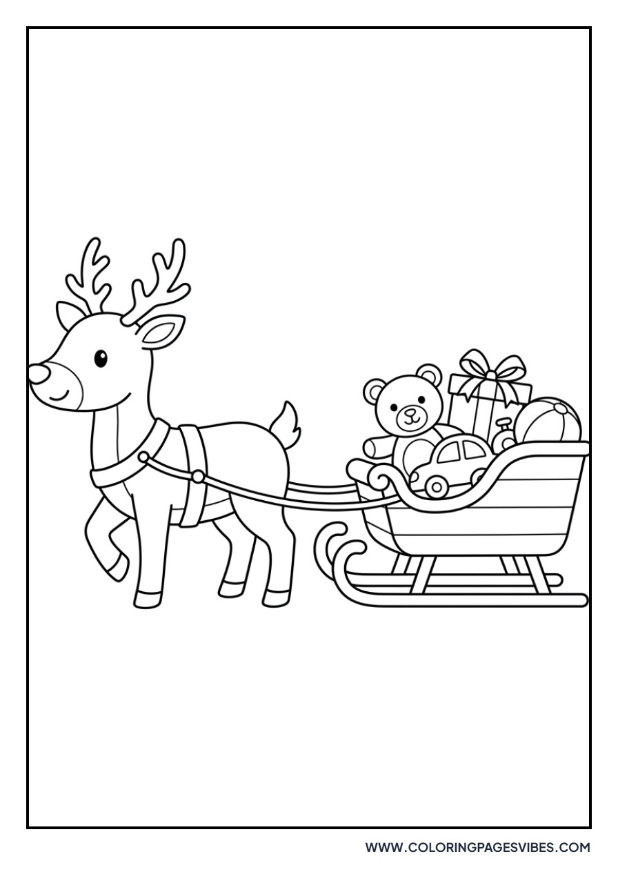 Reindeer Pulling a Small Sleigh