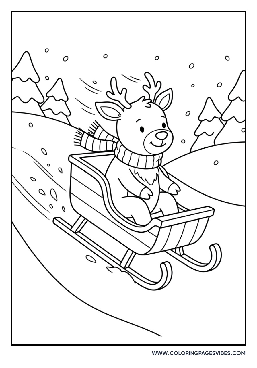 Reindeer Sledding Downhill