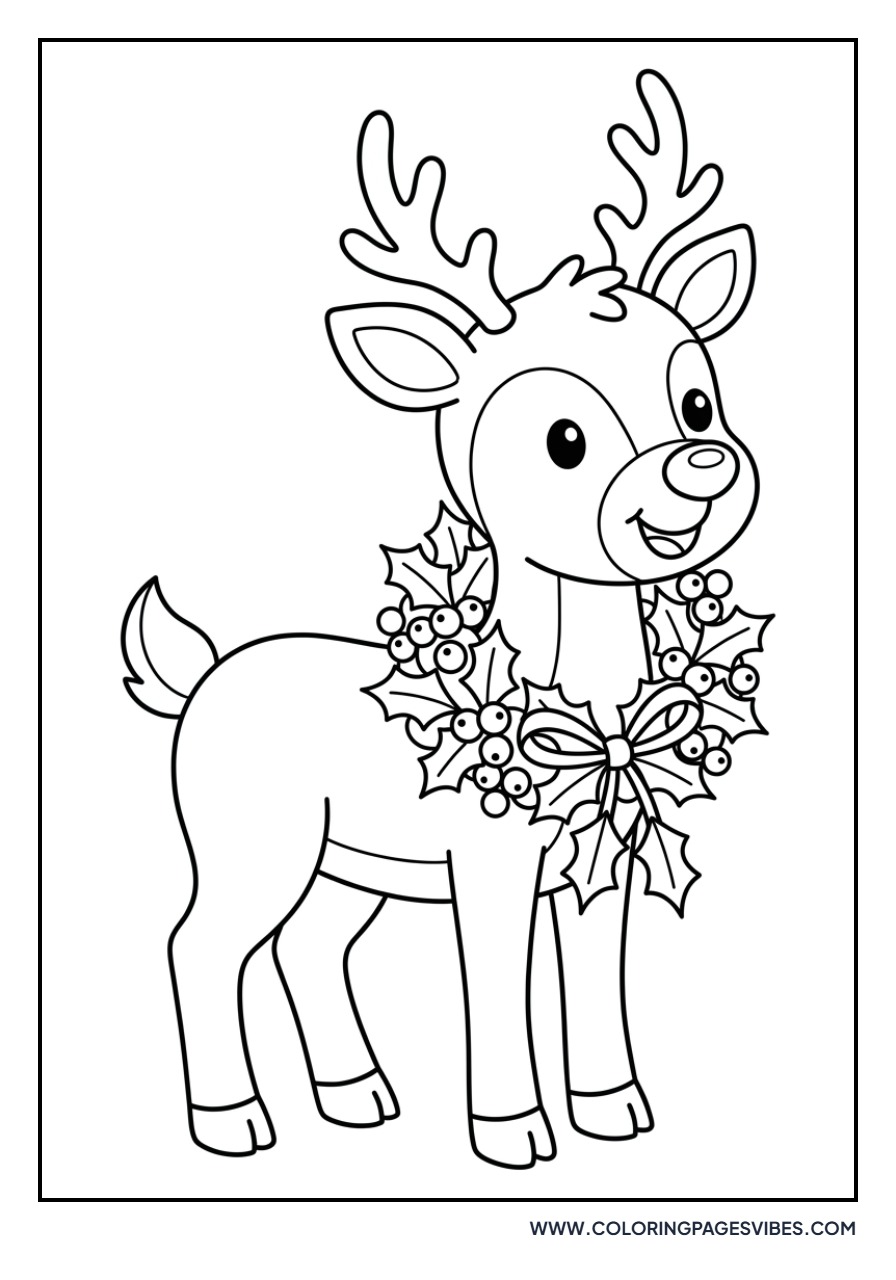 Reindeer with Christmas Wreath