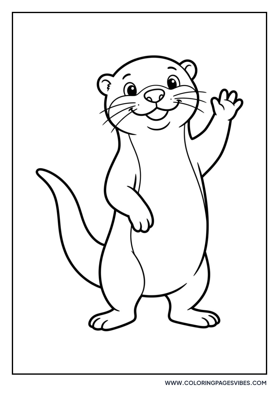 Cartoon Otter Waving