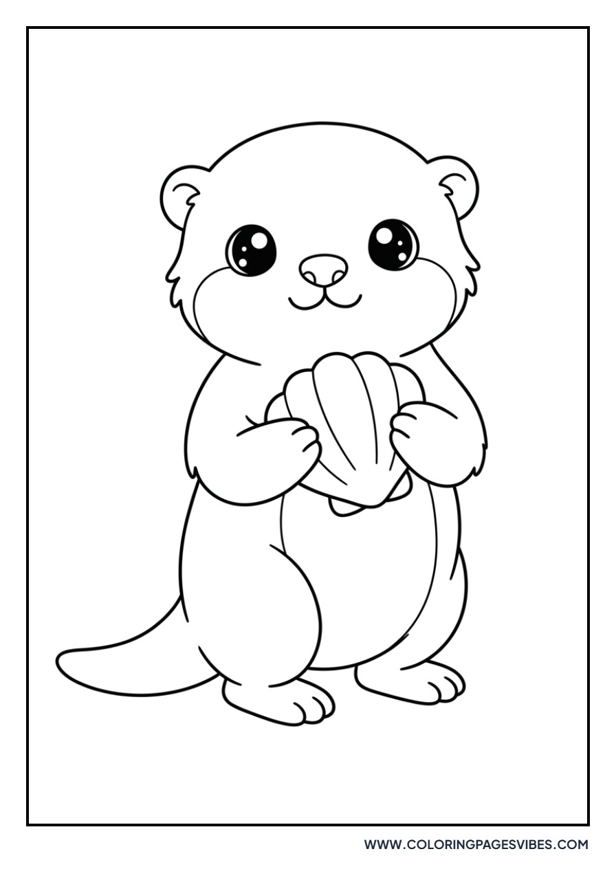 Kawaii Otter with Shell