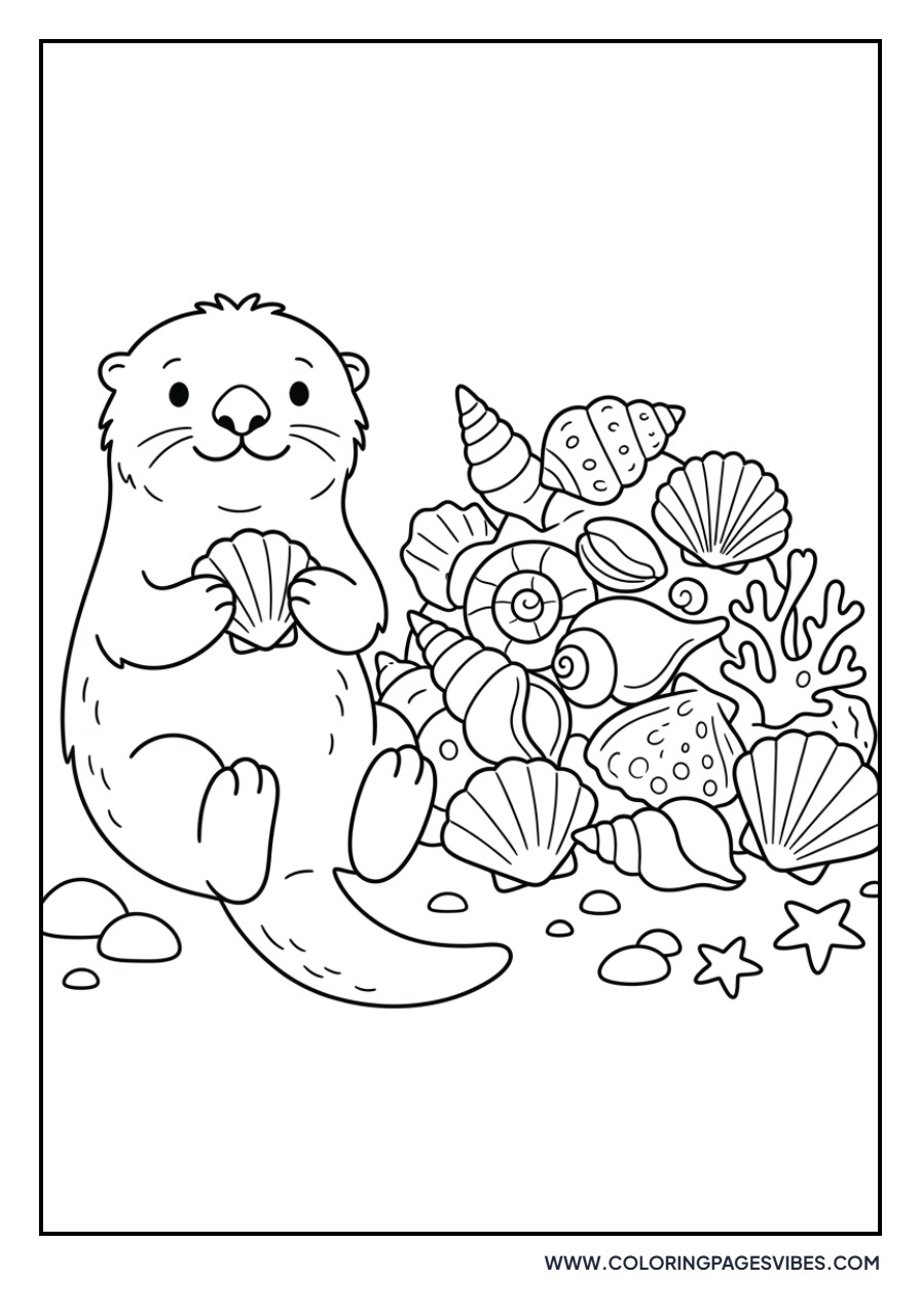 Otter and Seashell Pile