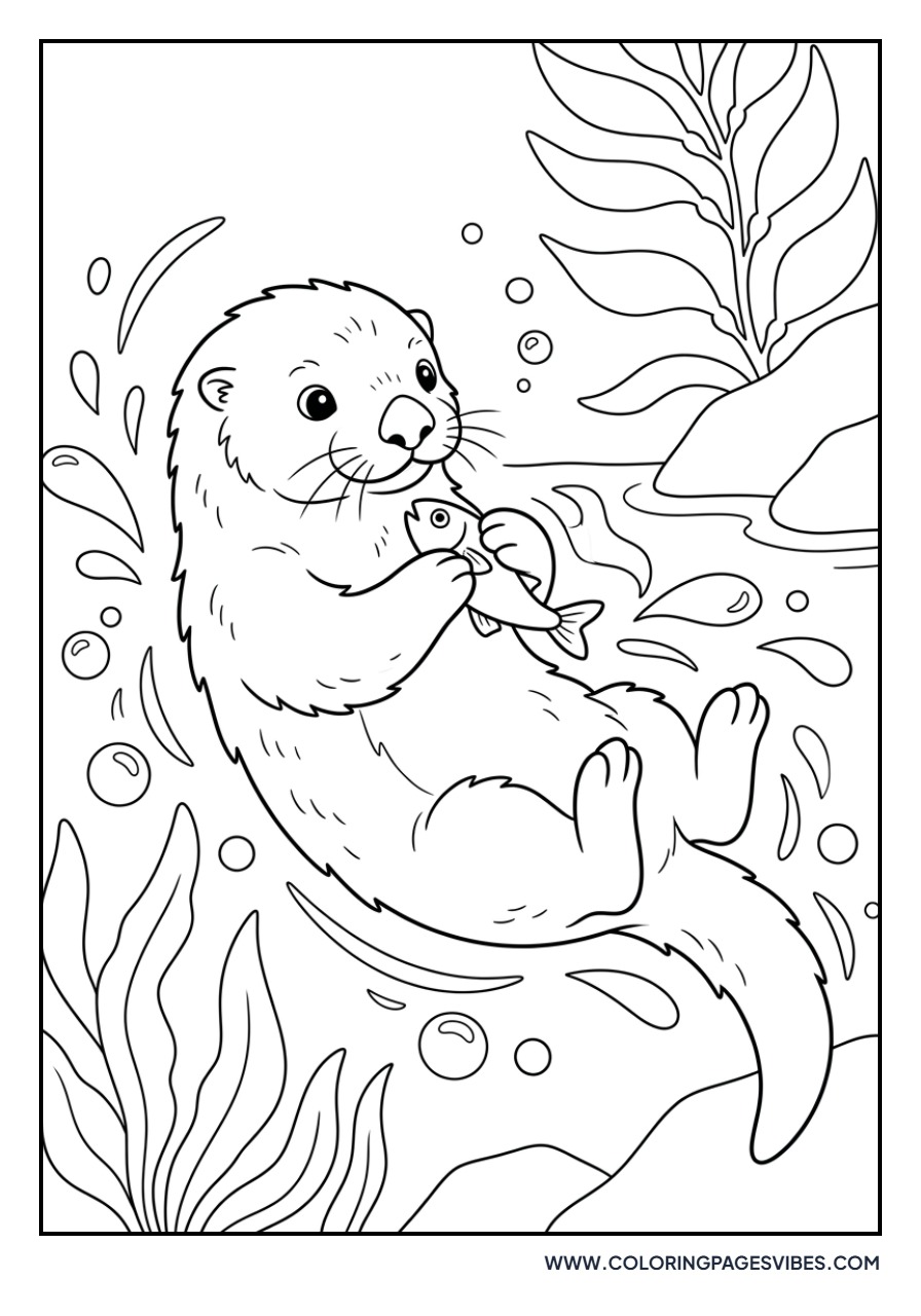 Otter Catching a Fish