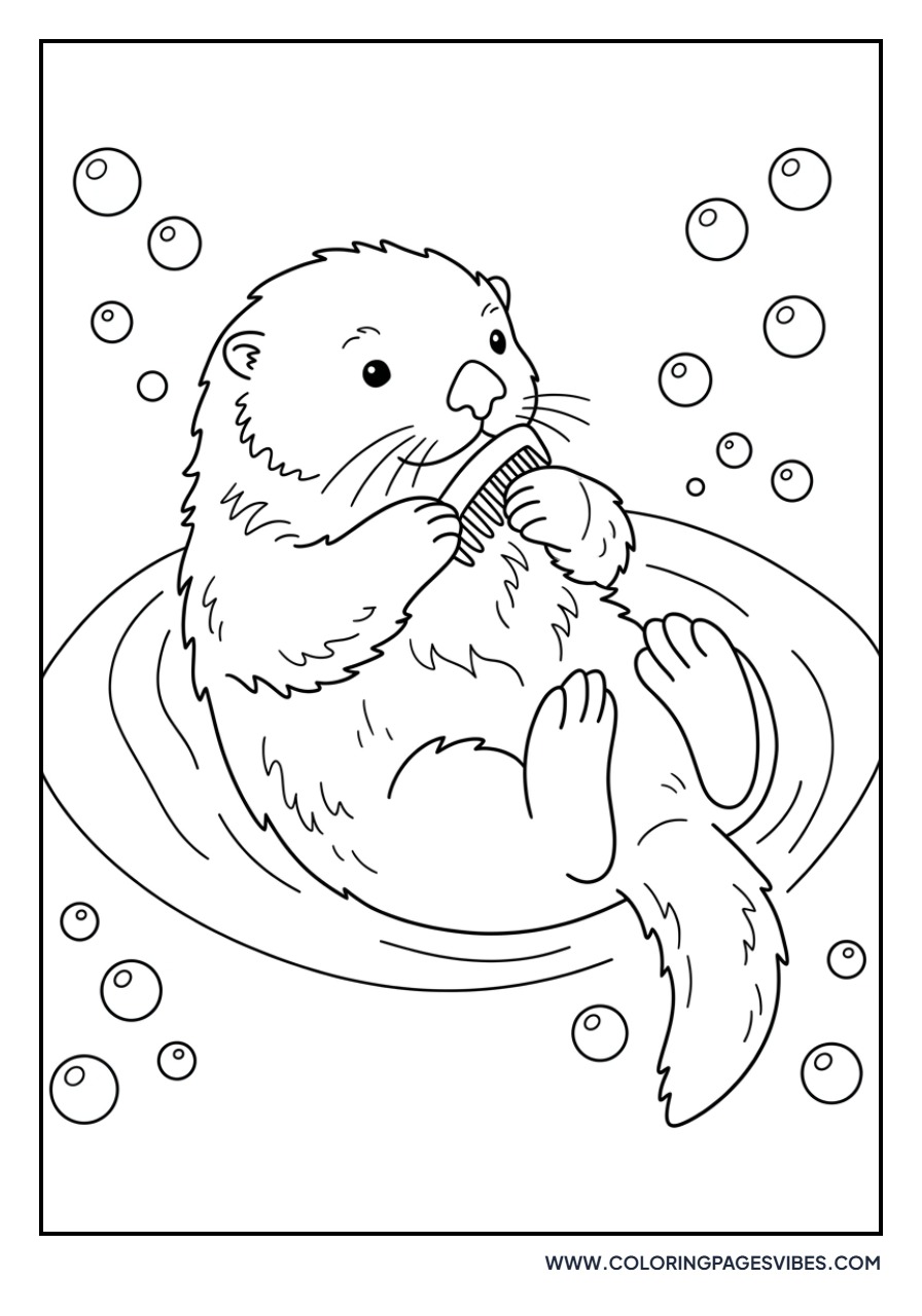 Otter Grooming Fur
