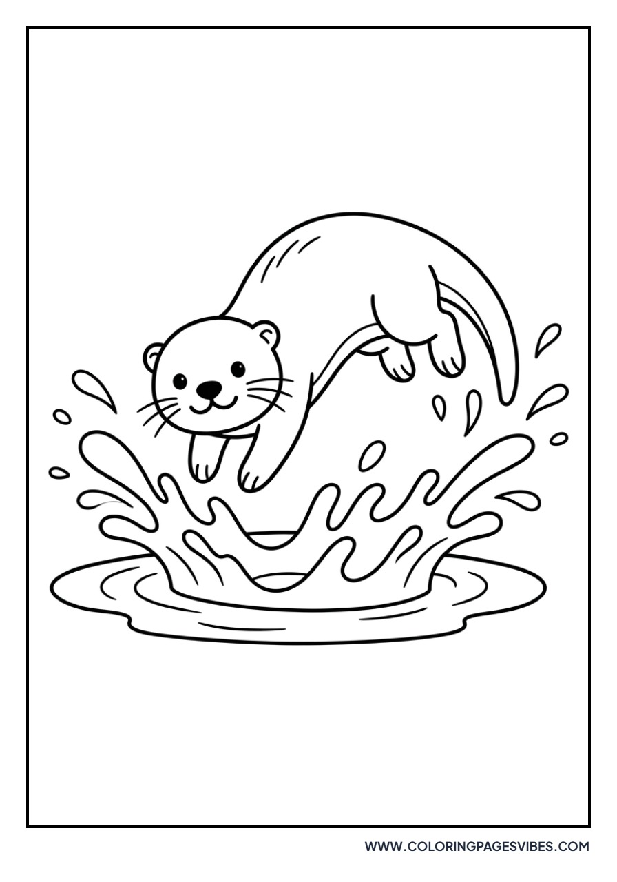 Otter in a Rain Puddle