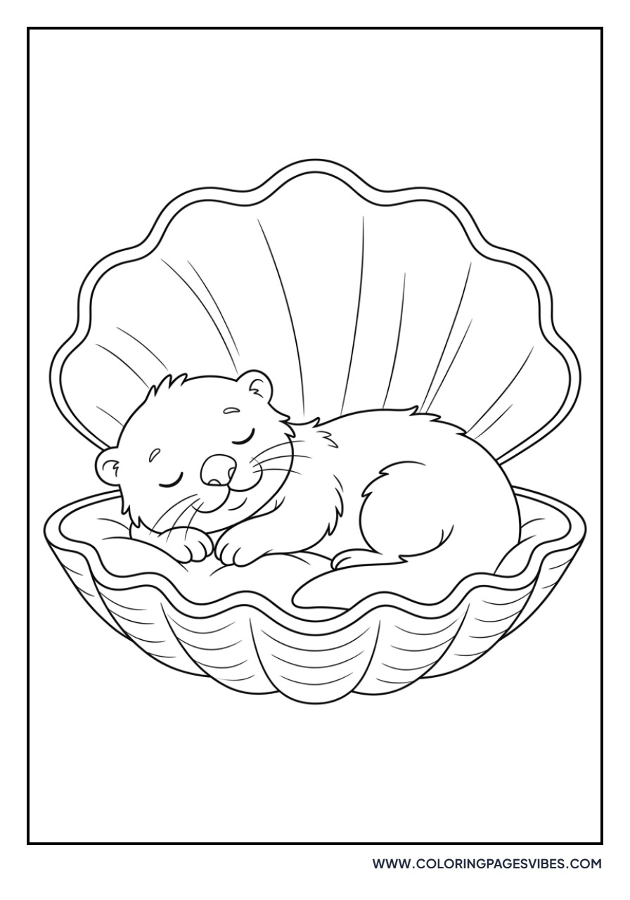 Otter in a Shell Bed