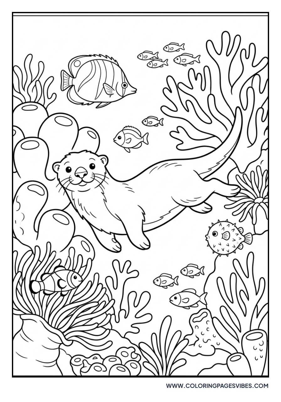Otter in Coral Reef