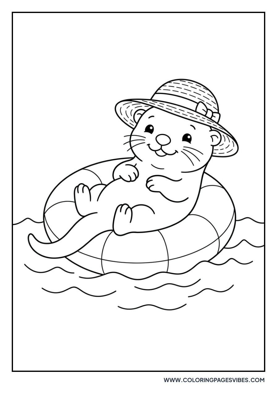 Otter Wearing a Sun Hat