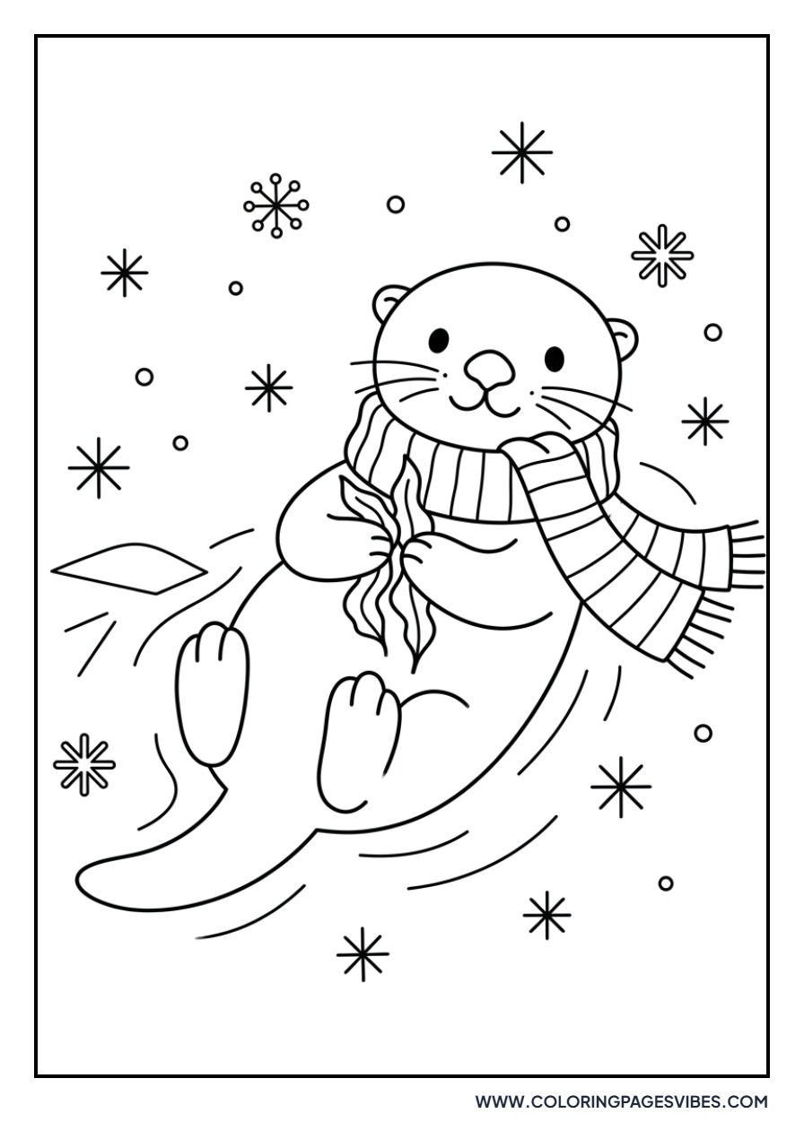 Otter with Winter Scarf