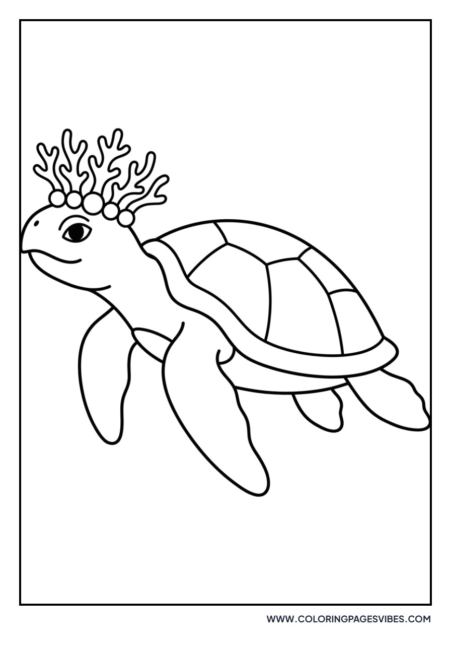 Sea Turtle with Coral Crown