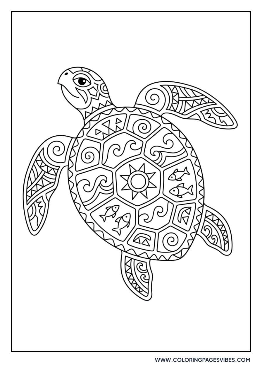 Tribal Pattern Sea Turtle