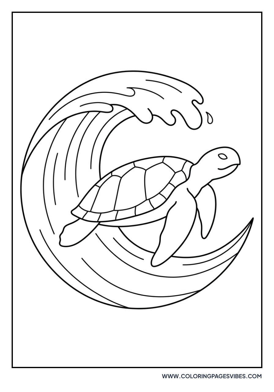 Turtle Catching a Wave