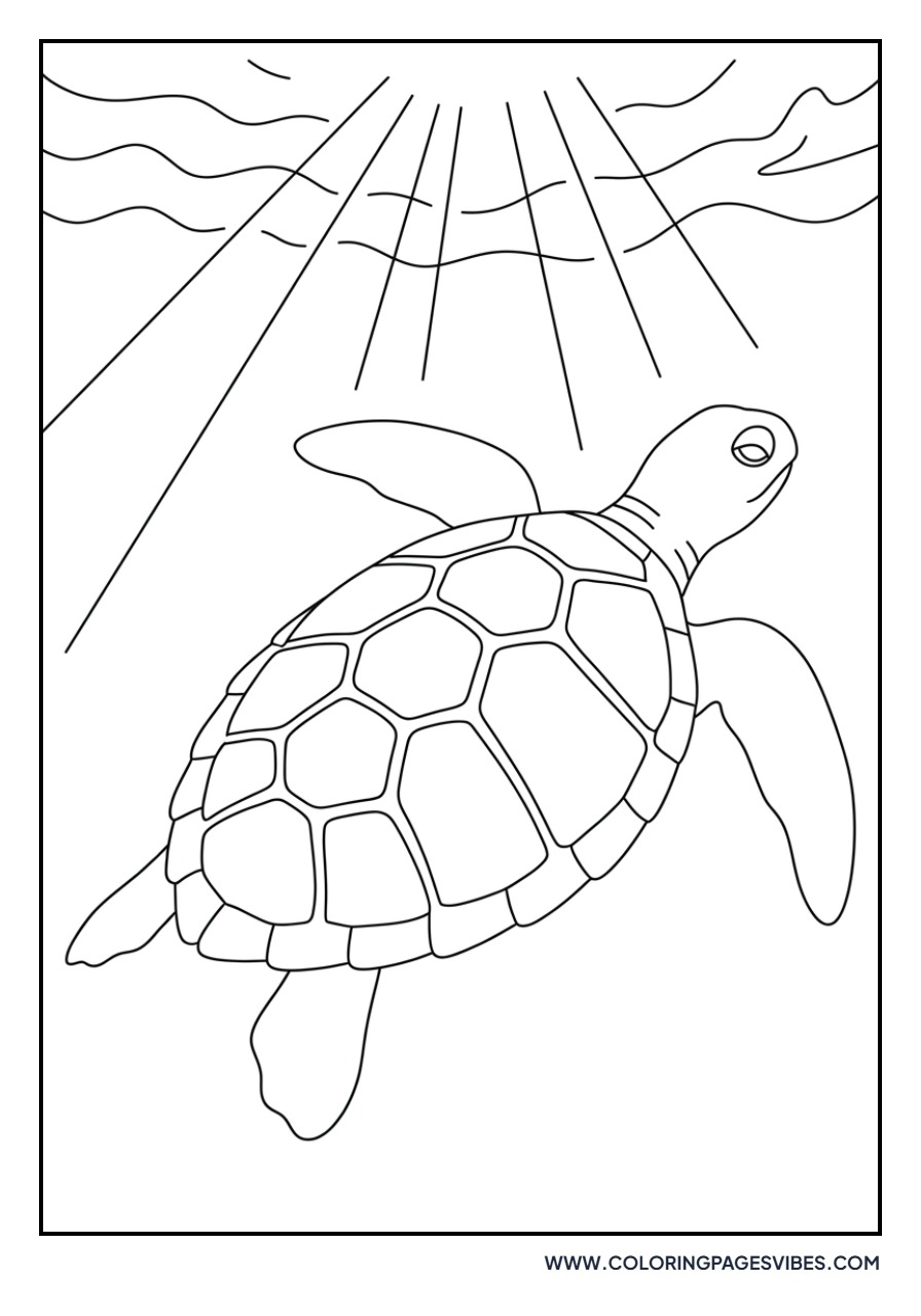 Turtle Under Ocean Waves