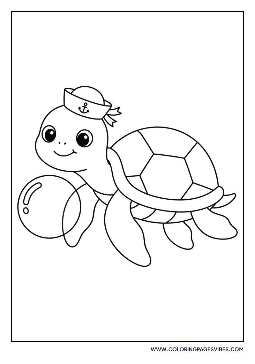 Whimsical Turtle with Hat