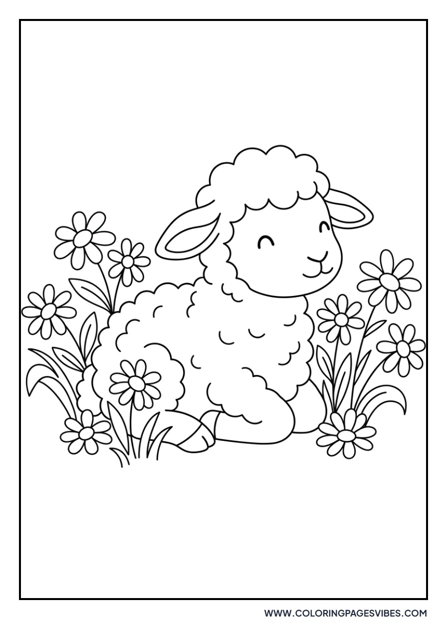 Baby Lamb in Flowers
