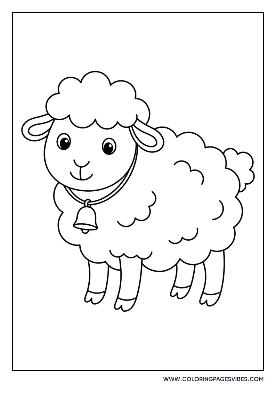 Cartoon Sheep with Bell
