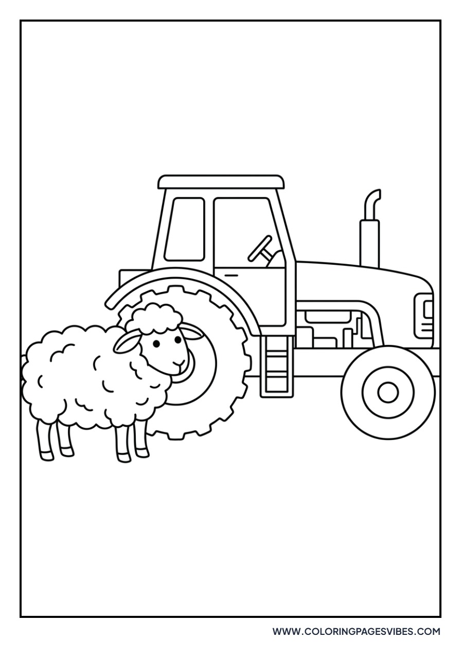 Sheep and Tractor