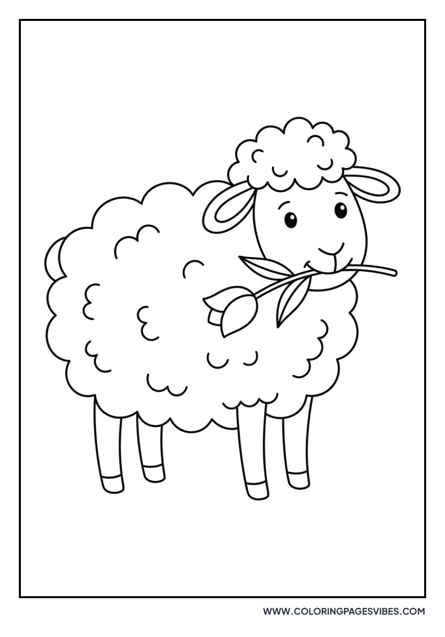 Sheep Holding a Flower
