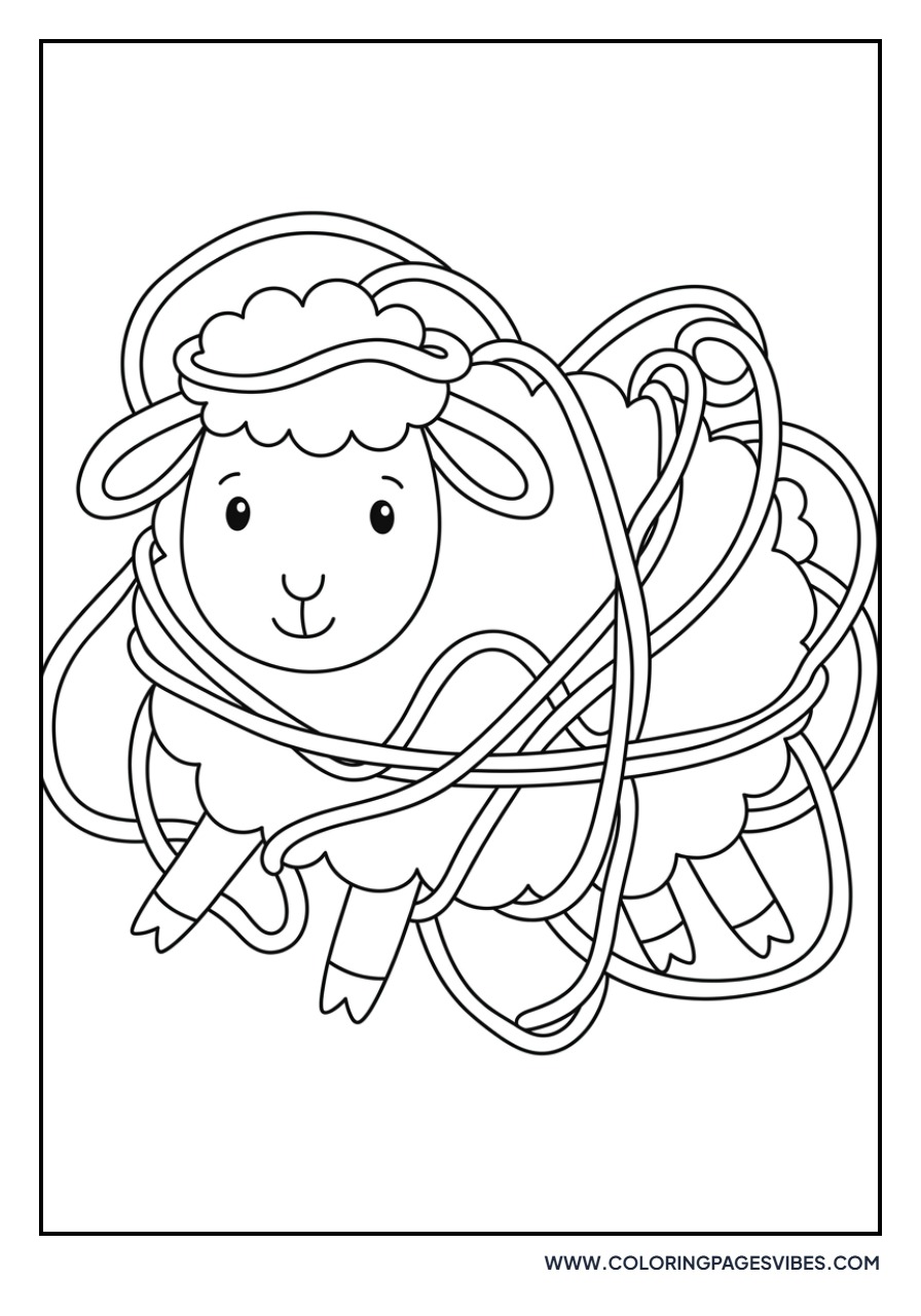 Sheep Playing with Yarn