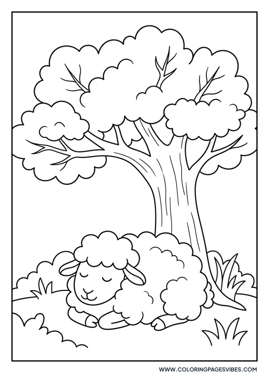 Sheep Under a Tree