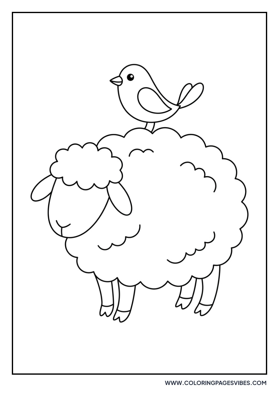 Sheep with a Bird