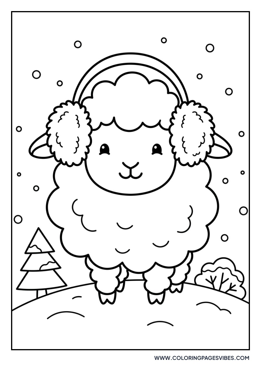 Winter Sheep with Earmuffs