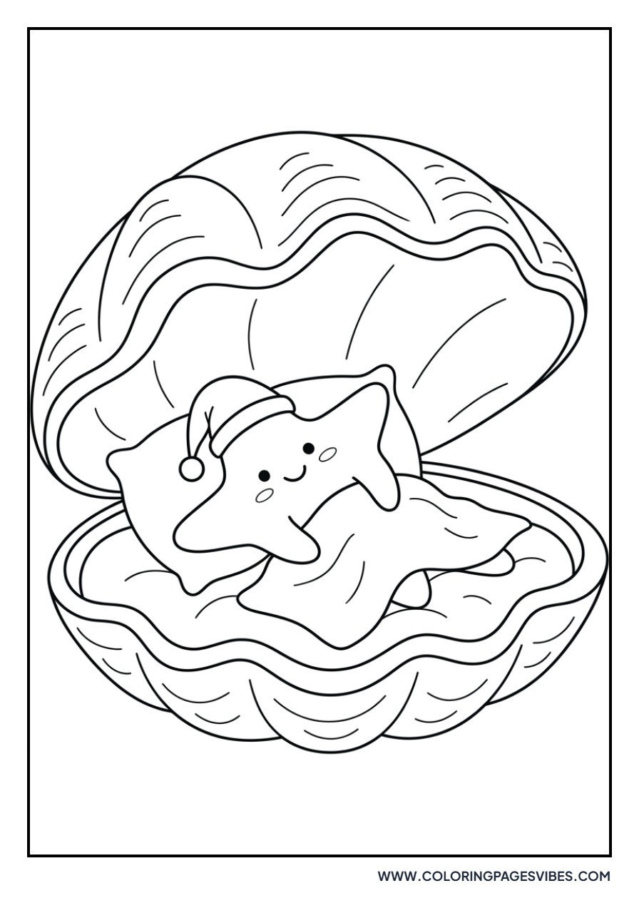 Starfish in a Shell Bed