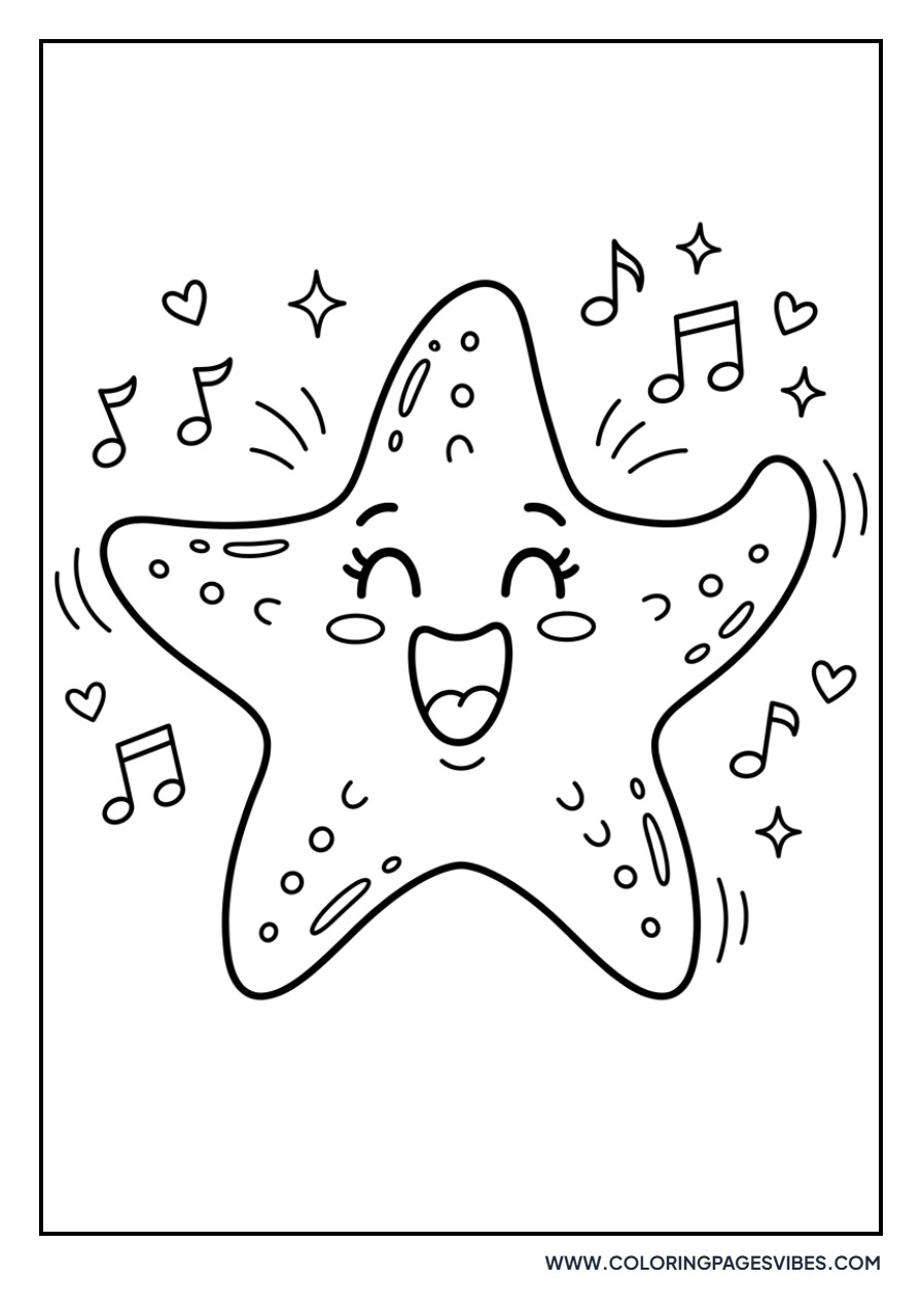 Starfish with Music Notes
