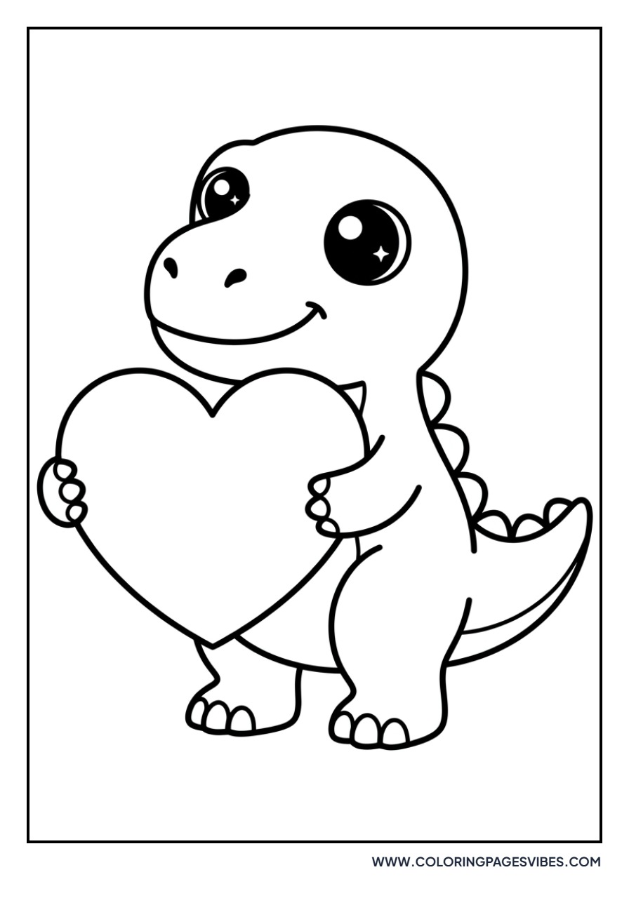 Kawaii T-Rex with Heart