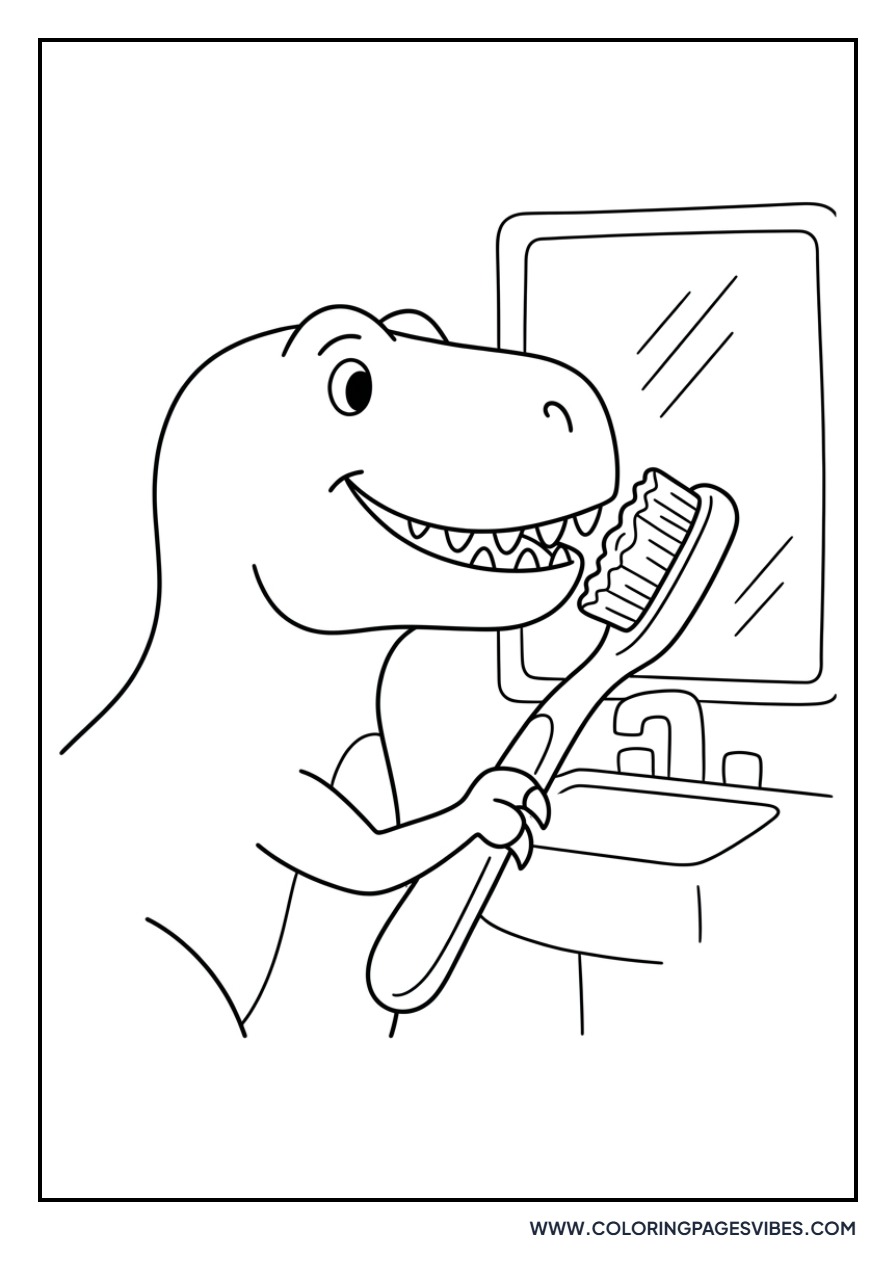 T-Rex Brushing Teeth