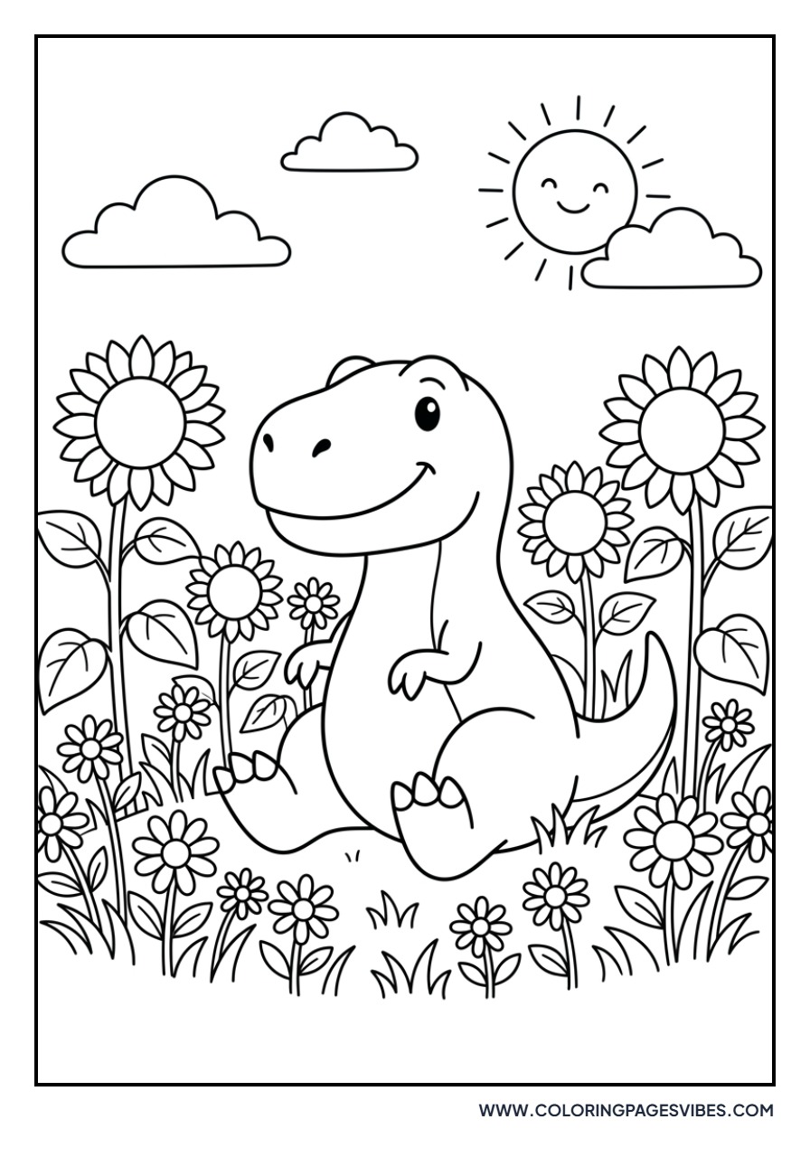 T-Rex in a Field of Flowers