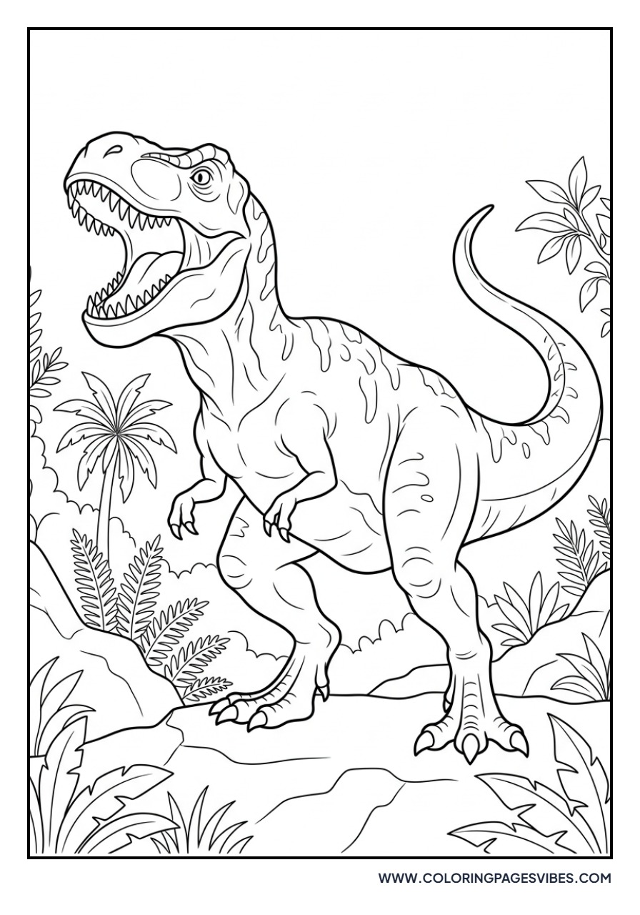 T-Rex Roaring in Jungle