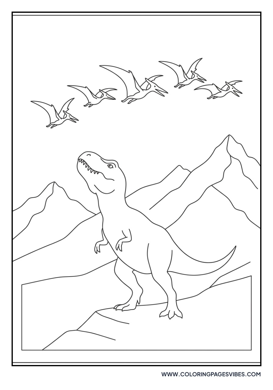 T-Rex Watching Pterodactyls