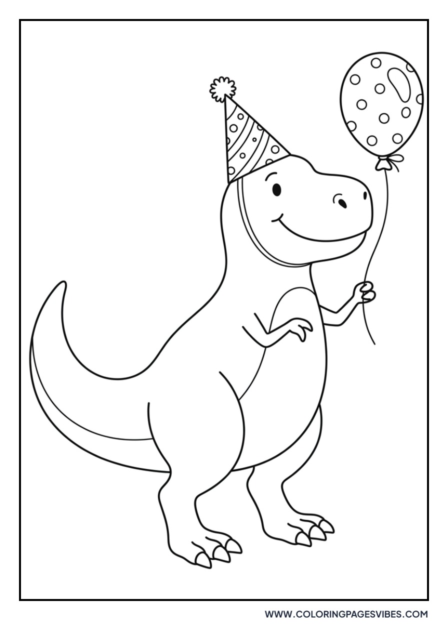 T-Rex Wearing a Party Hat