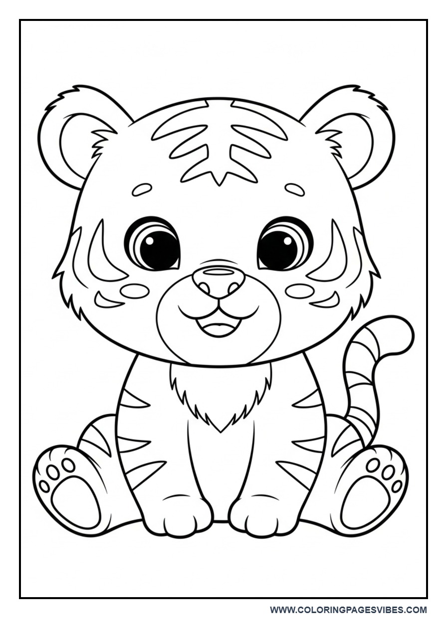 Cute Sitting Baby Tiger